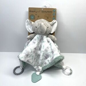 Dream Gro Elephant Activity Blankie Lovey Plush Security Blanket 14"‎ Rattle NWT